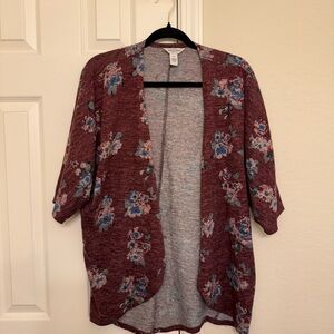 Arizona Jean Company Burgundy Floral Cardigan